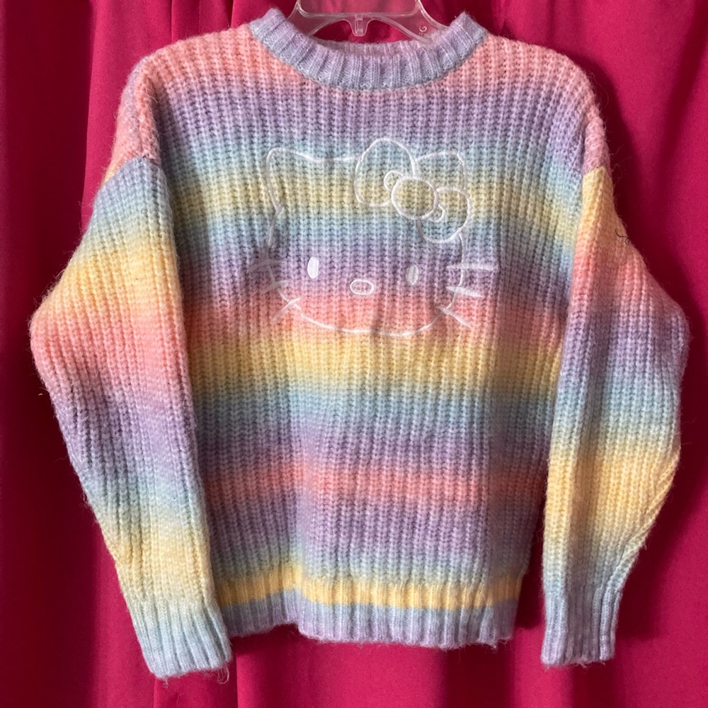 Pastel Rainbow Knit Hello Kitty Sweater
